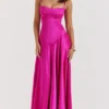 Anabella Fuchsia Lace Up Maxi Kjoler