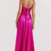 Anabella Fuchsia Lace Up Maxi Kjoler