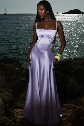 Anabella Orchid Lace Up Maxi Kjoler