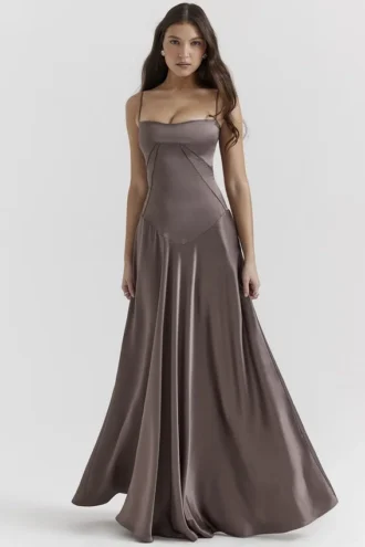 Anabella Smoke Lace Up Maxi Kjoler