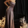 Anabella Smoke Lace Up Maxi Kjoler