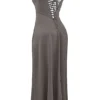 Anabella Smoke Lace Up Maxi Kjoler