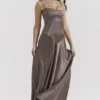 Anabella Smoke Lace Up Maxi Kjoler