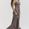 Anabella Smoke Lace Up Maxi Kjoler