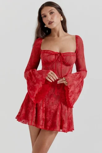 Analissa Scarlet Lace Korsetter Kjoler