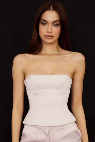 Angelica Crystal Satin Strapless Korsetter