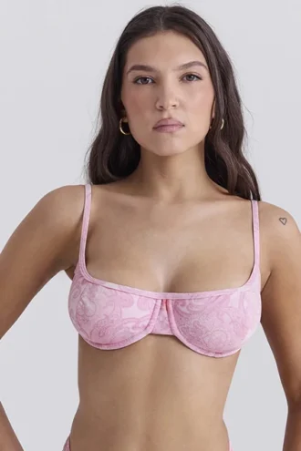 Antibes rosa paisley-bikini-topper med bøyle