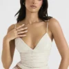 Antonella Off White vegansk lærkorsetter