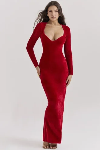 Aria Scarlet Chenille Sweetheart-kjol