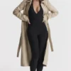 Ariel beige vegansk skinn-kåpe