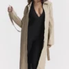 Ariel beige vegansk skinn-kåpe