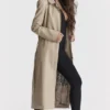 Ariel beige vegansk skinn-kåpe