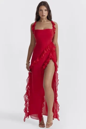 Ariela Cherry Ruffle Maxi-kjoler