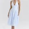 Arietta Bluebell blomsterjacquard halterneck midikjole