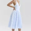 Arietta Bluebell blomsterjacquard halterneck midikjole