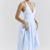 Arietta Bluebell blomsterjacquard halterneck midikjole
