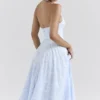 Arietta Bluebell blomsterjacquard halterneck midikjole