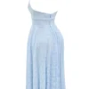 Arietta Bluebell blomsterjacquard halterneck midikjole