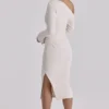 Arista Vintage Ivory Draped Crepe One Shoulder Midi Kjoler