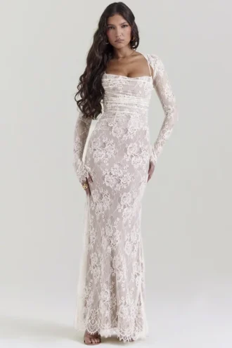 Artemis Vintage kremfarget maxi-kjol