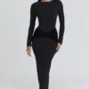 Athena svart langermet maxi-kjol i crepe-jersey