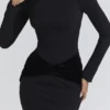 Athena svart langermet maxi-kjol i crepe-jersey