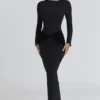 Athena svart langermet maxi-kjol i crepe-jersey