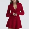 Aubrey rød minikjole i ren ny ull Cardigan