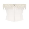 Aubrie Vintage kremfarget satinkorsetter med dekor