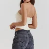 Aubrie Vintage kremfarget satinkorsetter med dekor