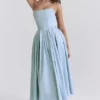 Audrey Tuscan Blue Strapless Midi Sommerkjoler
