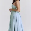 Audrey Tuscan Blue Strapless Midi Sommerkjoler