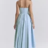 Audrey Tuscan Blue Strapless Midi Sommerkjoler