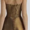 Aurelia bronsebrokade satenkorsetter-maxidress