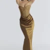 Aurelia bronsebrokade satenkorsetter-maxidress