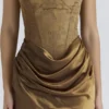 Aurelia bronsebrokade satenkorsetter-maxidress