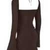 Baby Chocolate Chiffon Cutout Halter Mini Kjoler