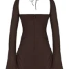 Baby Chocolate Chiffon Cutout Halter Mini Kjoler