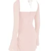 Baby Pink Quartz Chiffon Cutout Halter Mini Kjoler