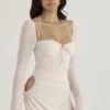 Baby Pink Quartz Chiffon Cutout Halter Mini Kjoler