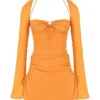 Baby Tangerine Chiffon Halter Mini Kjol