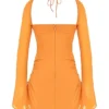 Baby Tangerine Chiffon Halter Mini Kjol