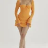 Baby Tangerine Chiffon Halter Mini Kjol