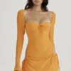 Baby Tangerine Chiffon Halter Mini Kjol