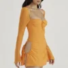 Baby Tangerine Chiffon Halter Mini Kjol