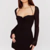 BabyDoll svart chiffong halterneck minikjole
