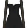 BabyDoll svart chiffong halterneck minikjole