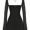 BabyDoll svart chiffong halterneck minikjole