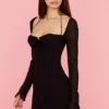 BabyDoll svart chiffong halterneck minikjole