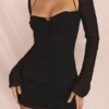 BabyDoll svart chiffong halterneck minikjole